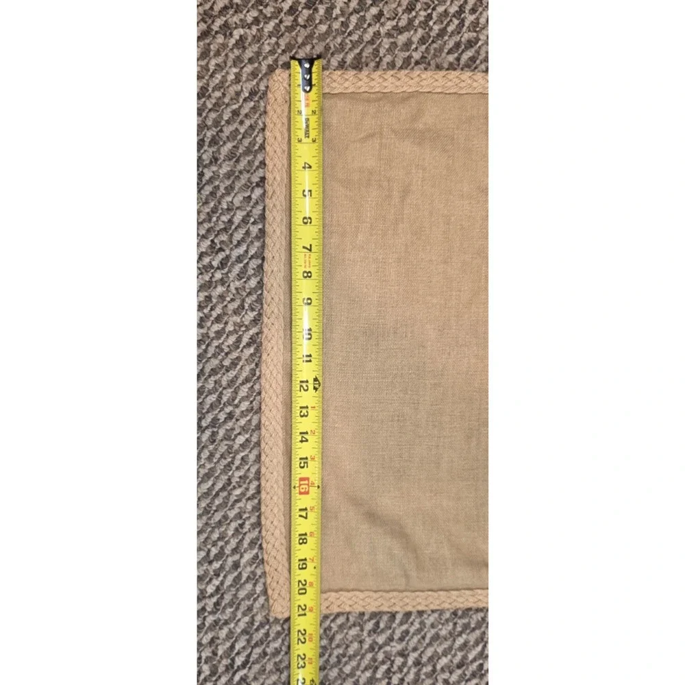 Pottery Barn Yellow Linen Pillow Cover 20x20 Braided Jute Trim Square Sham